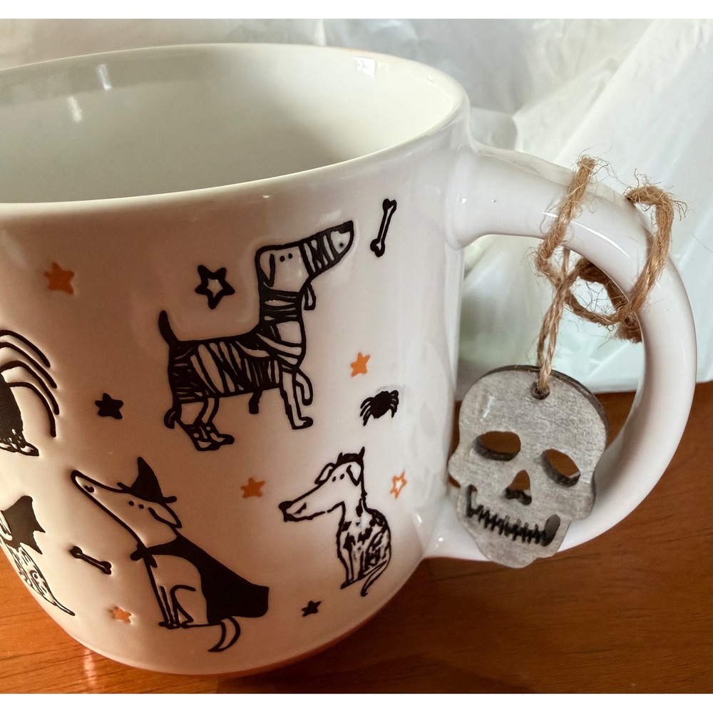 Prima Design Halloween Dogs Coffee Mug Skull Charm Dachshund Mummy Decor‎